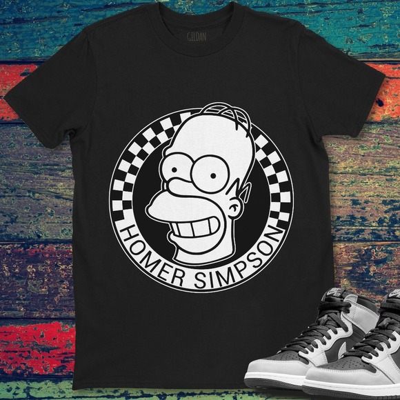 Homer Simpson Portrait Checkerboard Circle T-shirt Unisex T-Shirt For Men Women - Picture 1 of 2